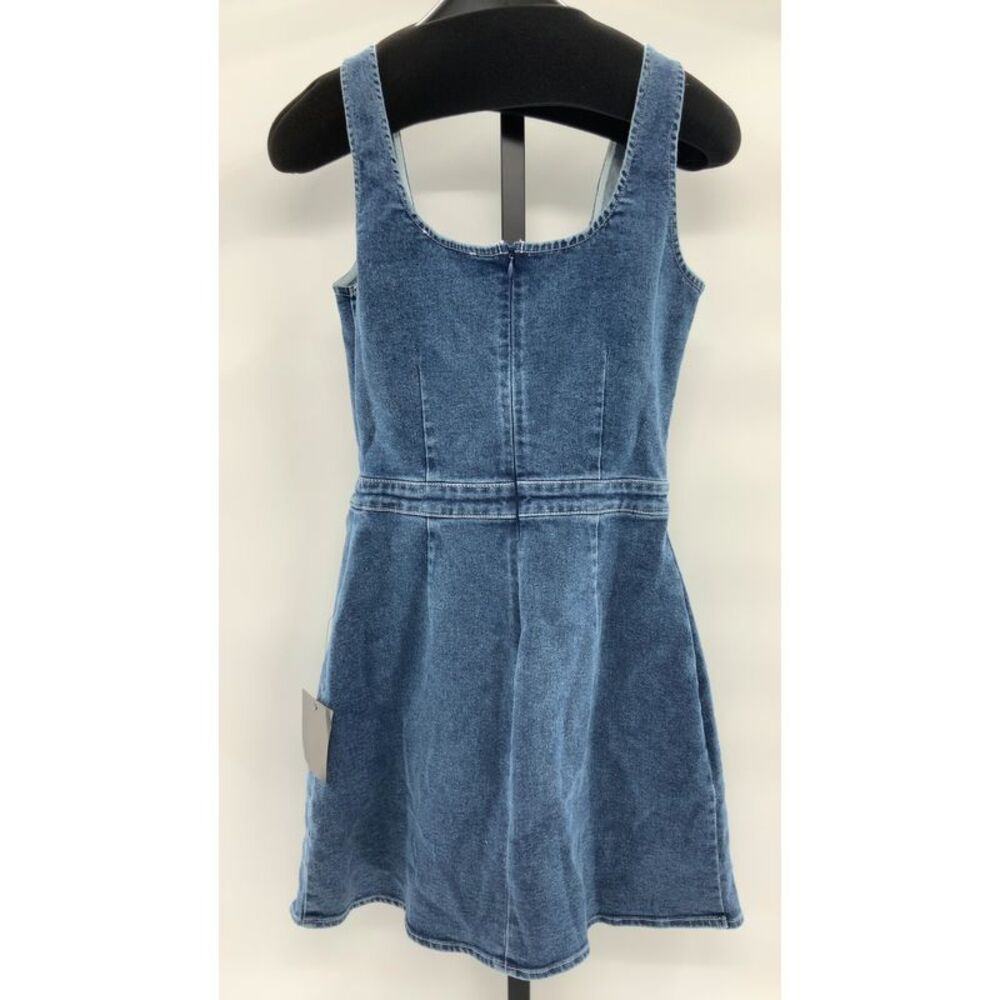 Lulus Women Merima Medium Wash Denim Wrap Mini Dress Blue M - Picture 2 of 2